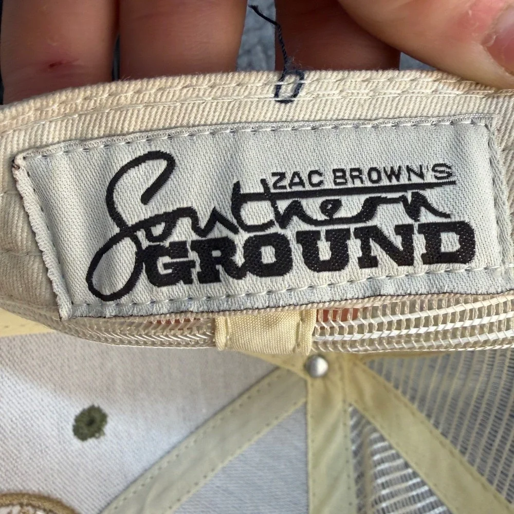 Zac Brown Band Trucker Hat Olive Green Cream Mountain Patch Snapback Cap